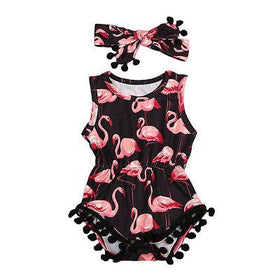Isabella's Flamingo Tassel Romper - Peach and Pumpkins