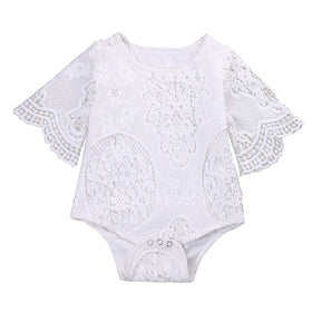 Elegant Lace Romper - Peach and Pumpkins