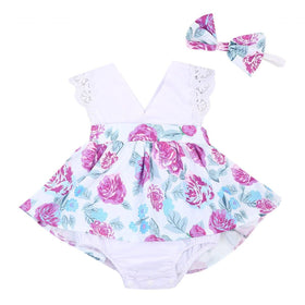 Flower Printed Spring Dress - Peach and Pumpkins