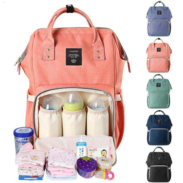 LEQUEEN Maternity All in One Nappy Bag - Peach and Pumpkins