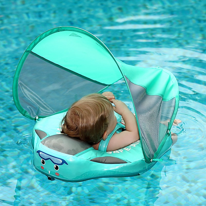 Mambo Climb Float - SwimTrainer (2 months - 2 Years) With Canopy - Peach  and Pumpkins