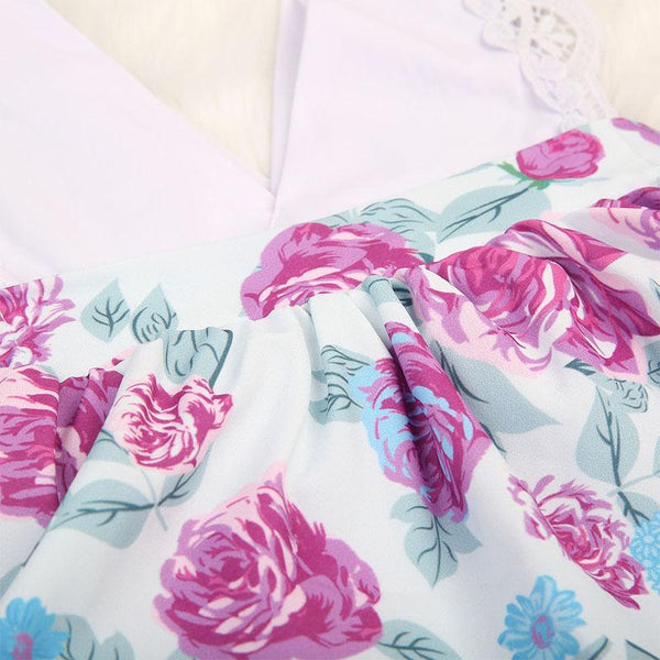 Flower Printed Spring Dress - Peach and Pumpkins