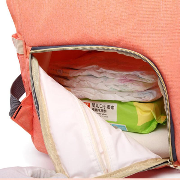 LEQUEEN Maternity All in One Nappy Bag - Peach and Pumpkins