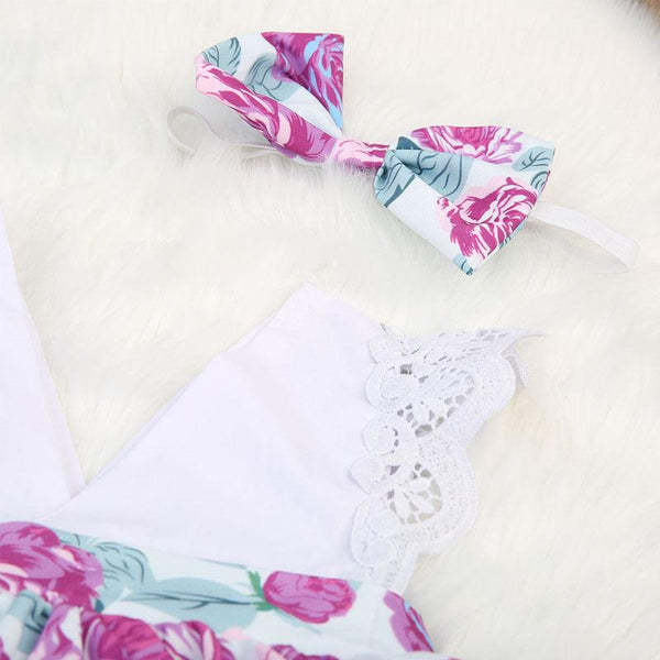 Flower Printed Spring Dress - Peach and Pumpkins