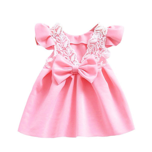 Cindy Bow Dress - Peach and Pumpkins