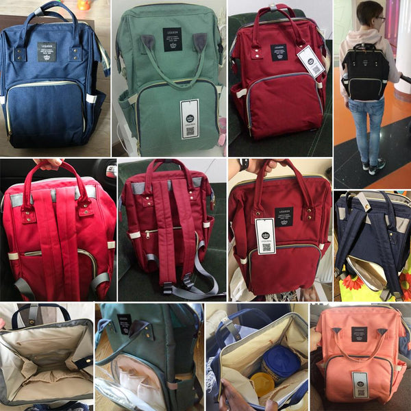 LEQUEEN Maternity All in One Nappy Bag - Peach and Pumpkins