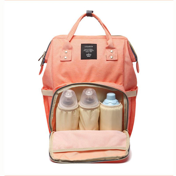 LEQUEEN Maternity All in One Nappy Bag - Peach and Pumpkins