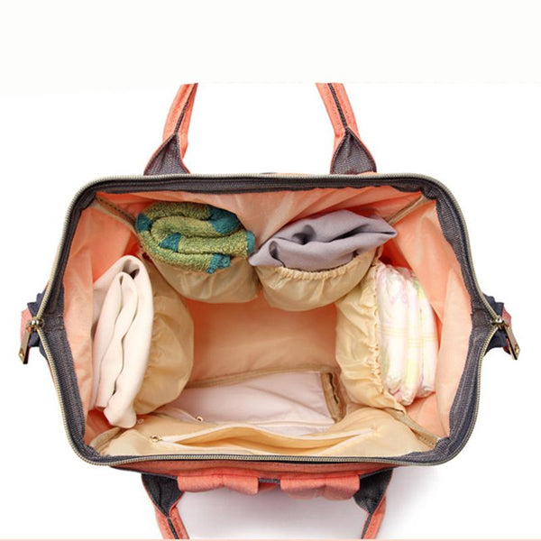 LEQUEEN Maternity All in One Nappy Bag - Peach and Pumpkins