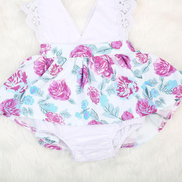 Flower Printed Spring Dress - Peach and Pumpkins