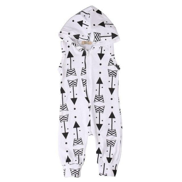 Arrow Hooded Romper - Peach and Pumpkins