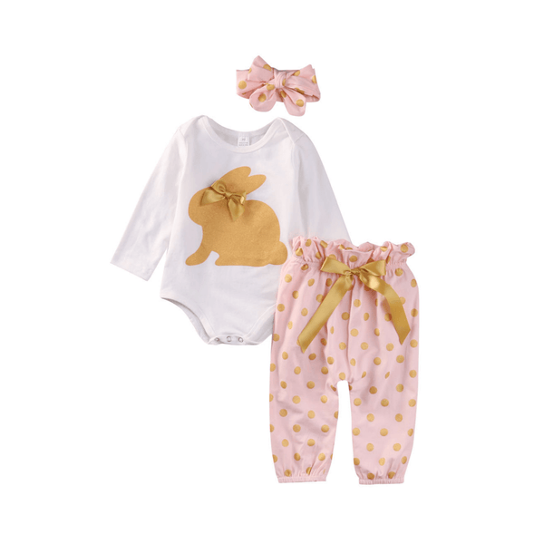 Golden Rabbit + Polkadot Pants - Peach and Pumpkins