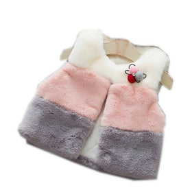 Faux Fur Vest Coat - Peach and Pumpkins