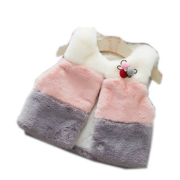 Faux Fur Vest Coat - Peach and Pumpkins