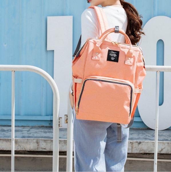 LEQUEEN Maternity All in One Nappy Bag - Peach and Pumpkins