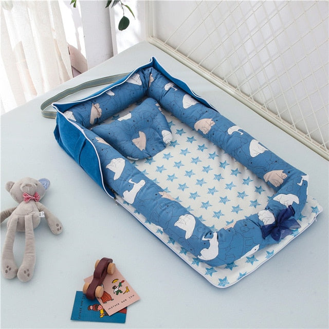 3-in-1 Co-Sleeping Baby Lounger Nest Bumper Bed with Net