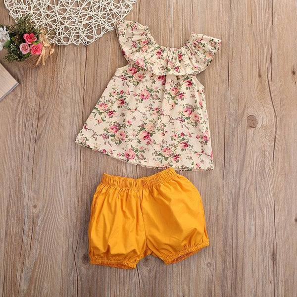 Summer Floral Tank Top + Shorts - Peach and Pumpkins