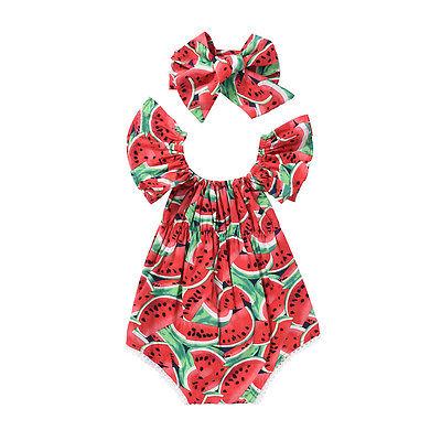 Watermelon Butterfly Sleeves Romper - Peach and Pumpkins