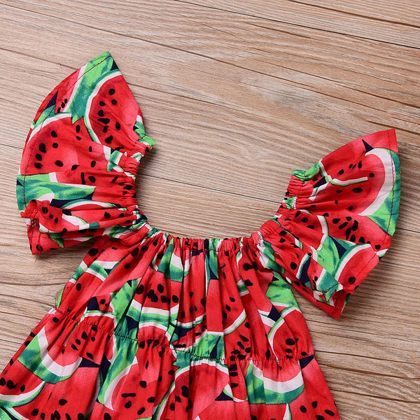 Watermelon Butterfly Sleeves Romper - Peach and Pumpkins