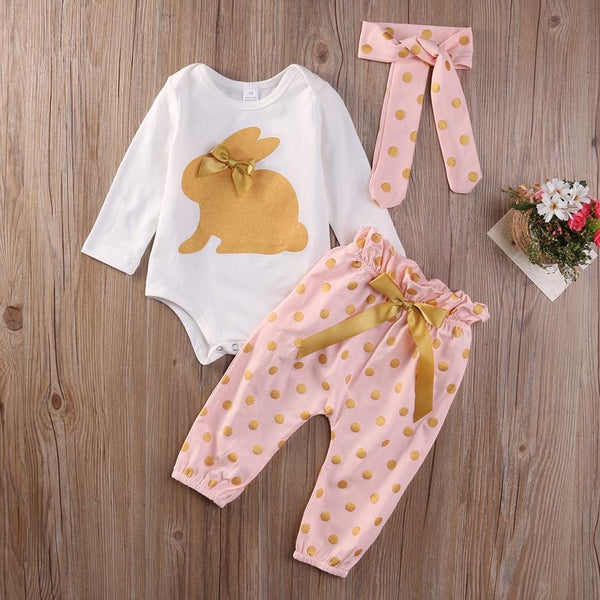Golden Rabbit + Polkadot Pants - Peach and Pumpkins
