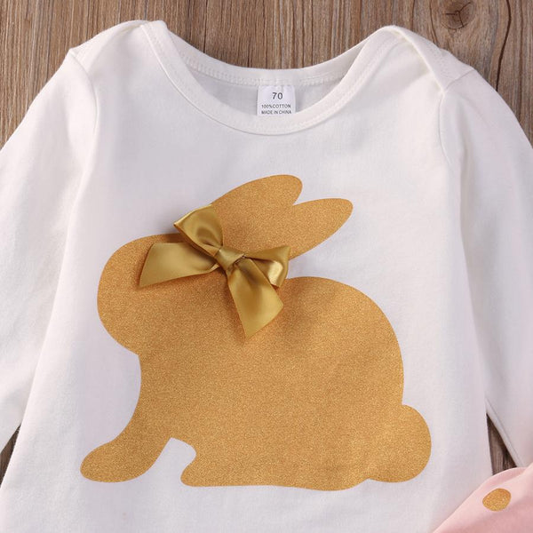 Golden Rabbit + Polkadot Pants - Peach and Pumpkins