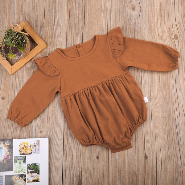 Vintage Long Sleeve Romper - Peach and Pumpkins