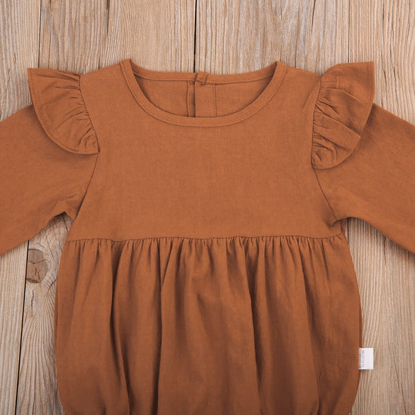 Vintage Long Sleeve Romper - Peach and Pumpkins