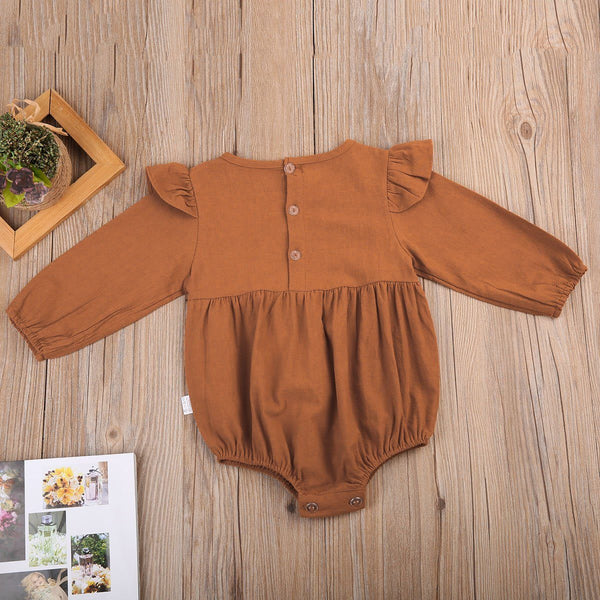 Vintage Long Sleeve Romper - Peach and Pumpkins
