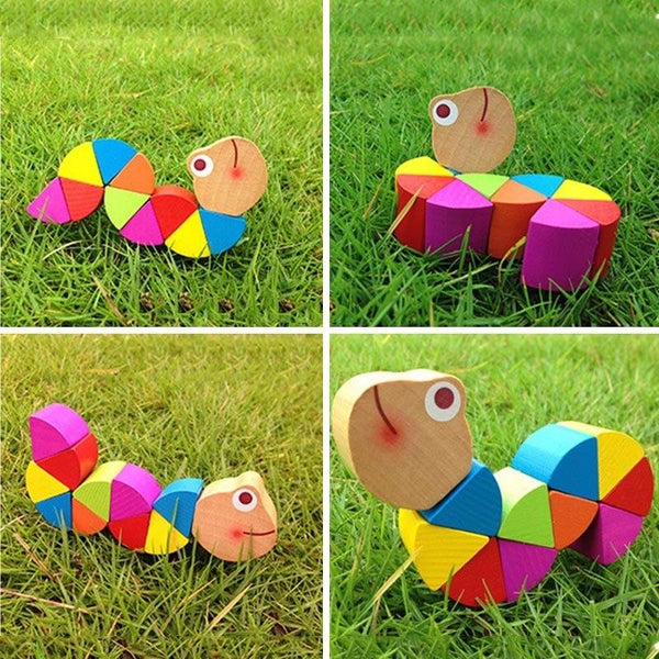 Wooden Crocodile And Caterpillar Toys - Peach and Pumpkins