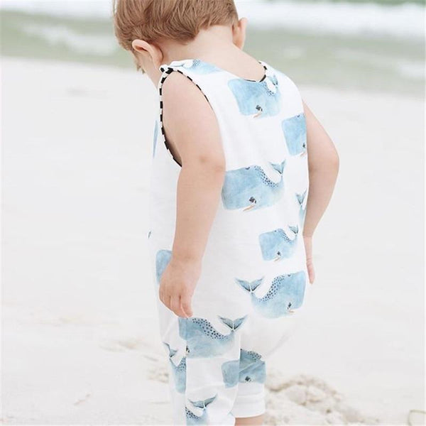 Whale Rompers - Peach and Pumpkins