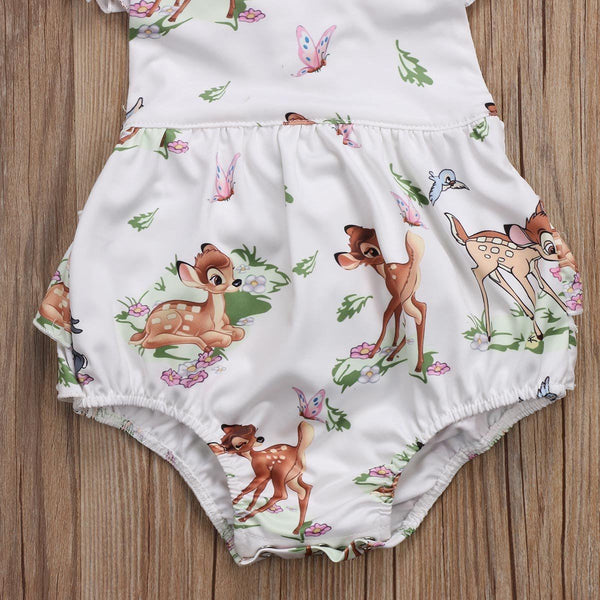 Ruffles  Deer Romper Sunsuit - Peach and Pumpkins