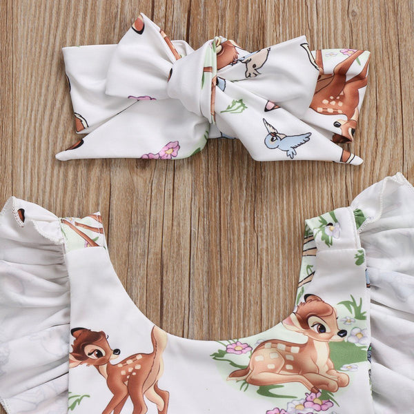 Ruffles  Deer Romper Sunsuit - Peach and Pumpkins