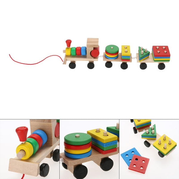 Wooden Block Train - Peach and Pumpkins