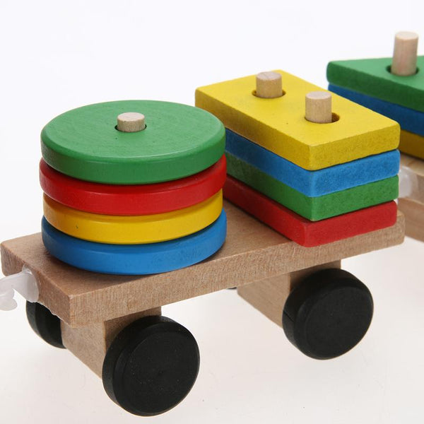 Wooden Block Train - Peach and Pumpkins