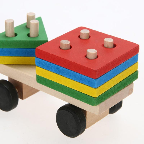 Wooden Block Train - Peach and Pumpkins