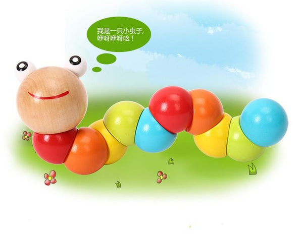 Polished Twist Wooden Caterpillar - Peach and Pumpkins