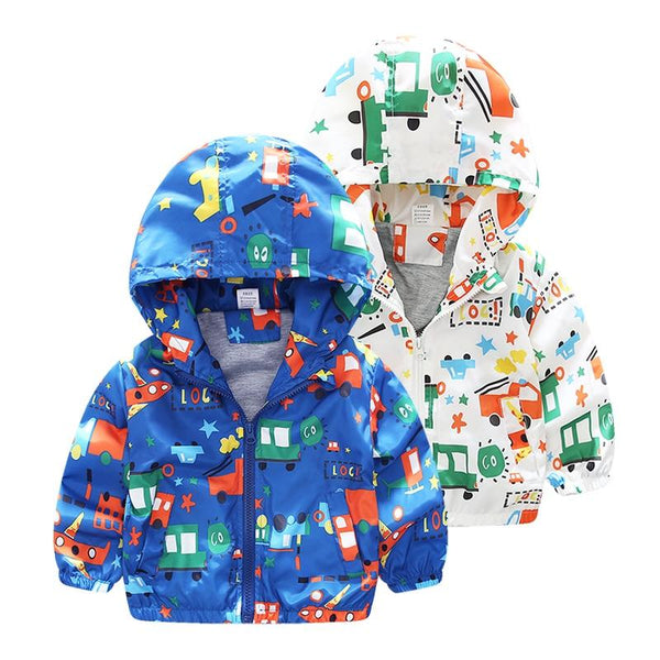 Toy Car Jacket - Peach and Pumpkins