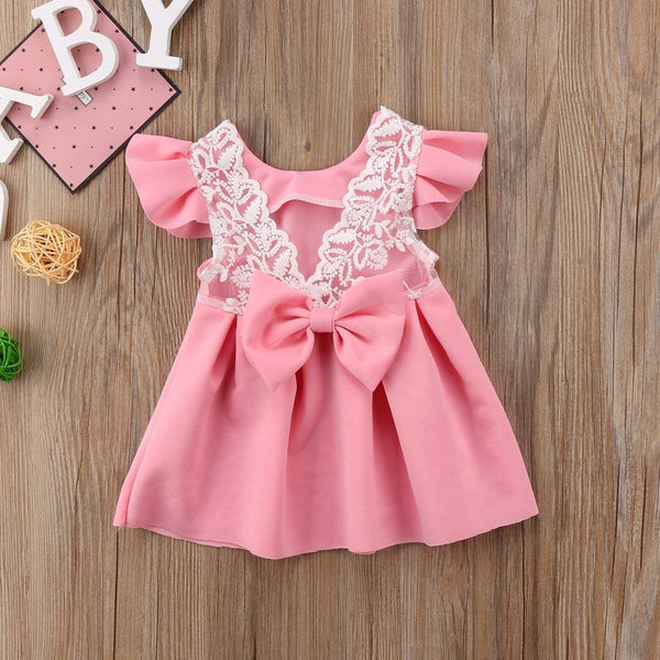 Cindy Bow Dress - Peach and Pumpkins