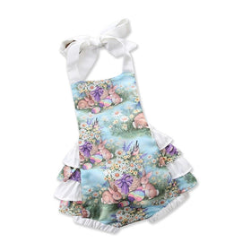 Bunny Artwork Romper - Peach and Pumpkins