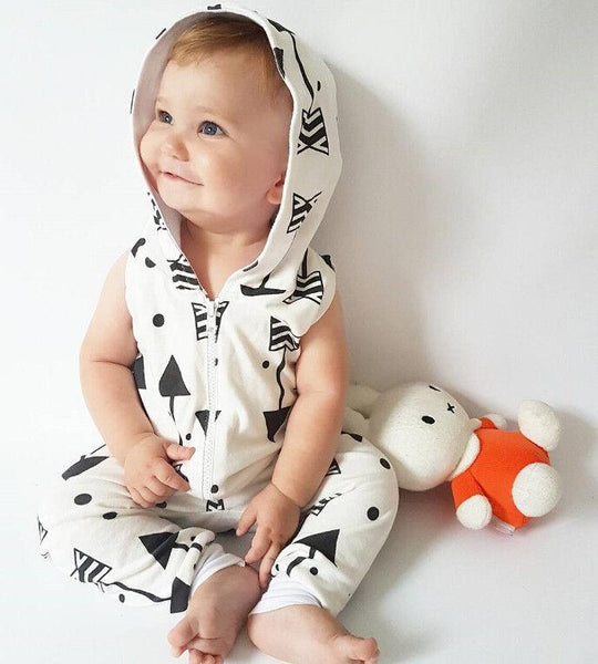 Arrow Hooded Romper - Peach and Pumpkins