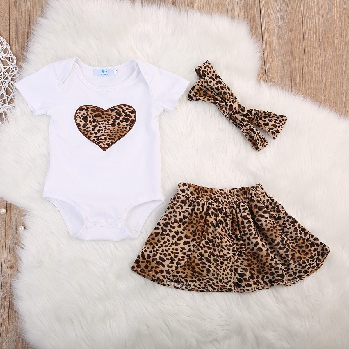 Leopard Skirt Set Peach and Pumpkins - Main Image