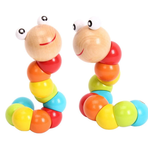 Polished Twist Wooden Caterpillar - Peach and Pumpkins