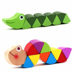 Wooden Crocodile And Caterpillar Toys - Peach and Pumpkins
