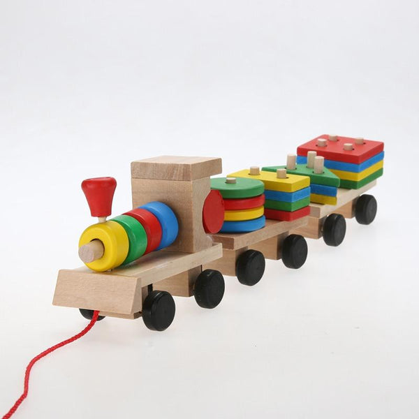 Wooden Block Train - Peach and Pumpkins