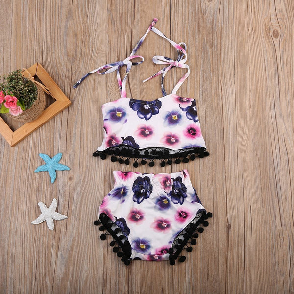 Boho Crop Top + Shorts - Peach and Pumpkins