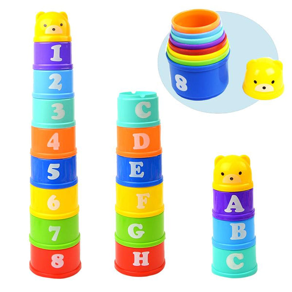 Numbers Stack Cup Tower - Peach and Pumpkins