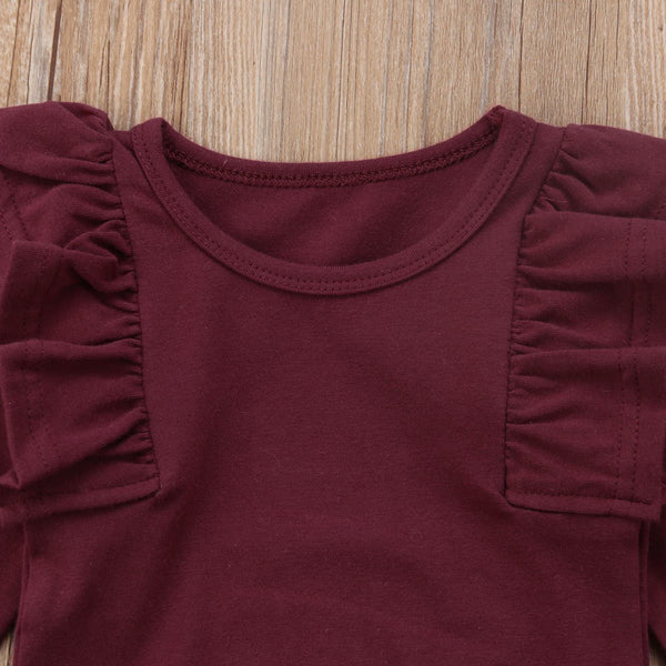 Ruffles Romper + Floral Skirt Set - Peach and Pumpkins