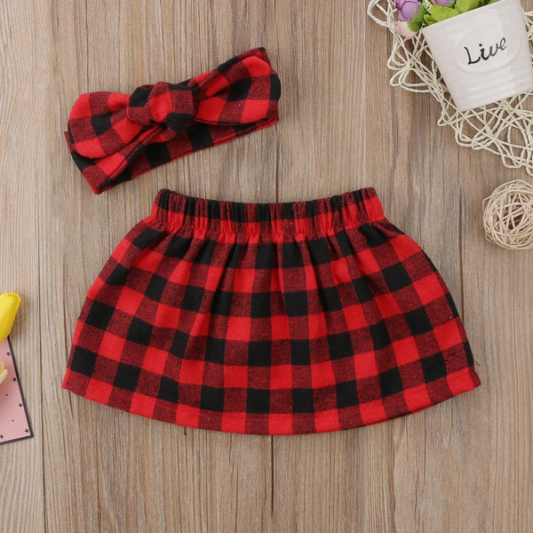 Red and Black Plaid Skirt - Peach and Pumpkins