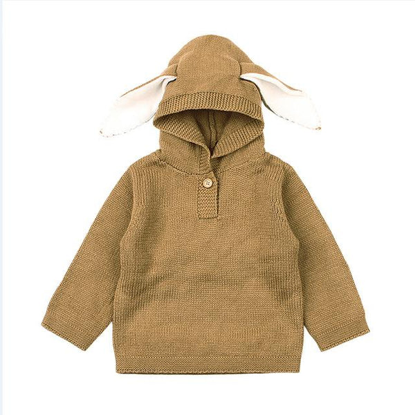 Winter Knitted Sweater with Ears - Peach and Pumpkins