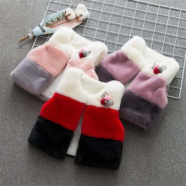 Faux Fur Vest Coat - Peach and Pumpkins