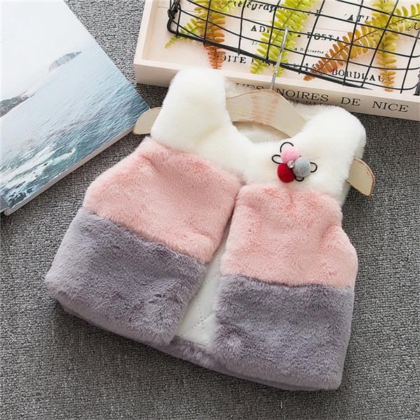 Faux Fur Vest Coat - Peach and Pumpkins